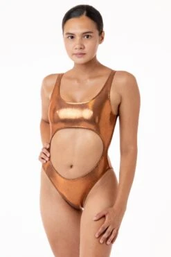 RMH106 - Shiny Matrix Cutout Bathing Suit 23 RMH106 - Shiny Matrix Cutout Bathing Suit -Builtd Store bronze3