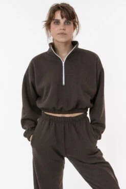 F396 - Flex Fleece Half Zip Cropped Pullover -Builtd Store brown1 49ea5f55 6640 47cb 8fc4 6e0aa573f3b4