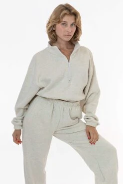 CF396 - Cotton Fleece Half Zip Cropped Pullover -Builtd Store c4 F