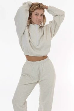 CF396 - Cotton Fleece Half Zip Cropped Pullover -Builtd Store c5 F