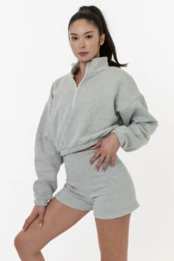CF330 - Cotton Fleece High Waist Fitted Short 8 CF330 - Cotton Fleece High Waist Fitted Short -Builtd Store cf330 grey 2