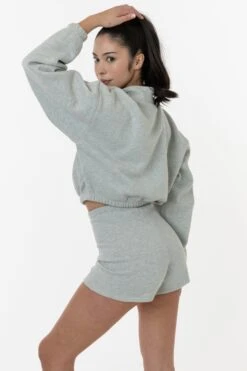 CF330 - Cotton Fleece High Waist Fitted Short 9 CF330 - Cotton Fleece High Waist Fitted Short -Builtd Store cf330 grey 3