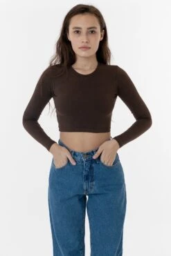 83079GD - Garment Dye Long Sleeve Crop Top -Builtd Store chocolate1 F