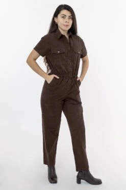 RJC3201GD - Short Sleeve Utility Jumpsuit -Builtd Store chocolate2