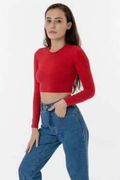 83079GD - Garment Dye Long Sleeve Crop Top -Builtd Store classicred1 F