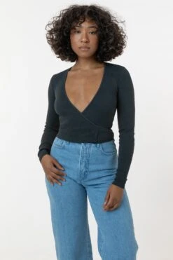 3373GD - Heavy 2x1 Rib Wrap Top -Builtd Store dolphin front