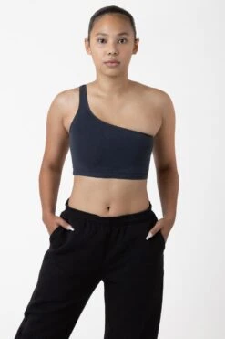 8389GD - Garment Dye One Shoulder Crop Top -Builtd Store dolphinblue jenny1