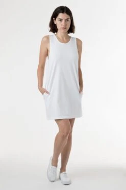 1840GD - Garment Dye Tank Dress 28 1840GD - Garment Dye Tank Dress -Builtd Store dress white