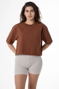 1820GD - Oversized Crop Tee -Builtd Store edie ltbrown