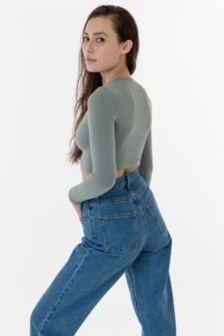 83079GD - Garment Dye Long Sleeve Crop Top -Builtd Store eucalyptus1 F
