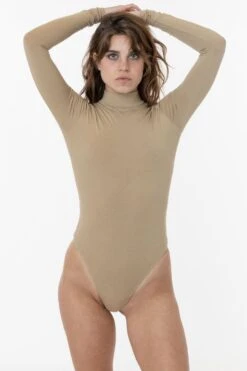B122CTS - Long Sleeve Mock Neck Bodysuit -Builtd Store hazelnut