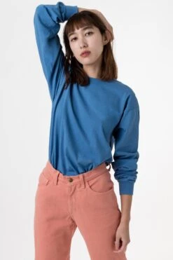 1807GD Unisex - 6.5oz Long Sleeve Garment Dye Crew Neck T-Shirt -Builtd Store julie 1807 1