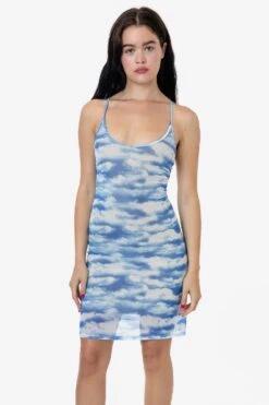 RNS783P - Printed Micro Mesh Spaghetti Dress -Builtd Store kate dress 5S