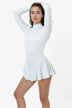 PON410 - Ponte Long Sleeve Mockneck Skirted Leotard -Builtd Store kate white 1S