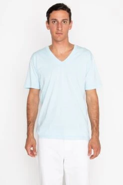 24056 Mix - Fine Jersey V-Neck T-Shirt -Builtd Store lightblue