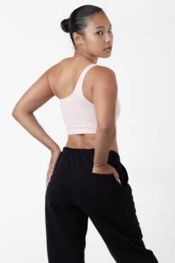 8389GD - Garment Dye One Shoulder Crop Top -Builtd Store lightpink jenny1