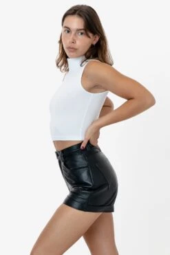 RLH3015 - Leather Cuffed Short -Builtd Store lou black 1S