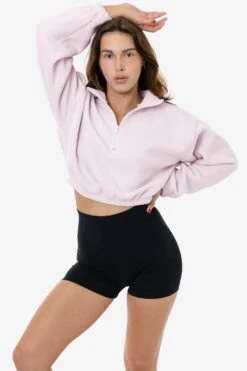 PF306 - Cropped Polar Fleece Half Zip Pullover -Builtd Store lou ltpink s