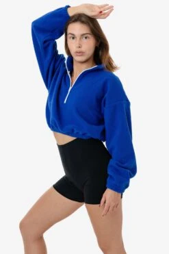 PF306 - Cropped Polar Fleece Half Zip Pullover -Builtd Store lou royal s