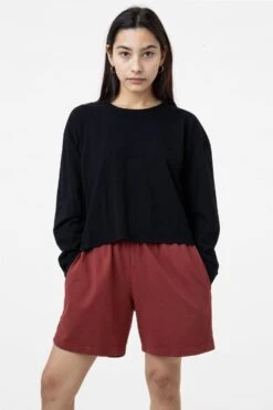 1839GD - Long Sleeve Garment Dye Cropped T-Shirt -Builtd Store nadine blackshift