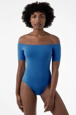 B121CF - Off Shoulder Bodysuit -Builtd Store offshoulder blue