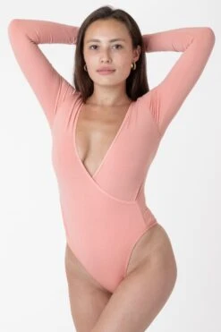 B128CF - Long Sleeve Crossfront Bodysuit -Builtd Store peach2