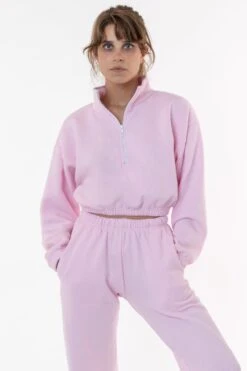 F396 - Flex Fleece Half Zip Cropped Pullover -Builtd Store pink1 411a741c 1c1d 460d b35a 5ad9a6404626