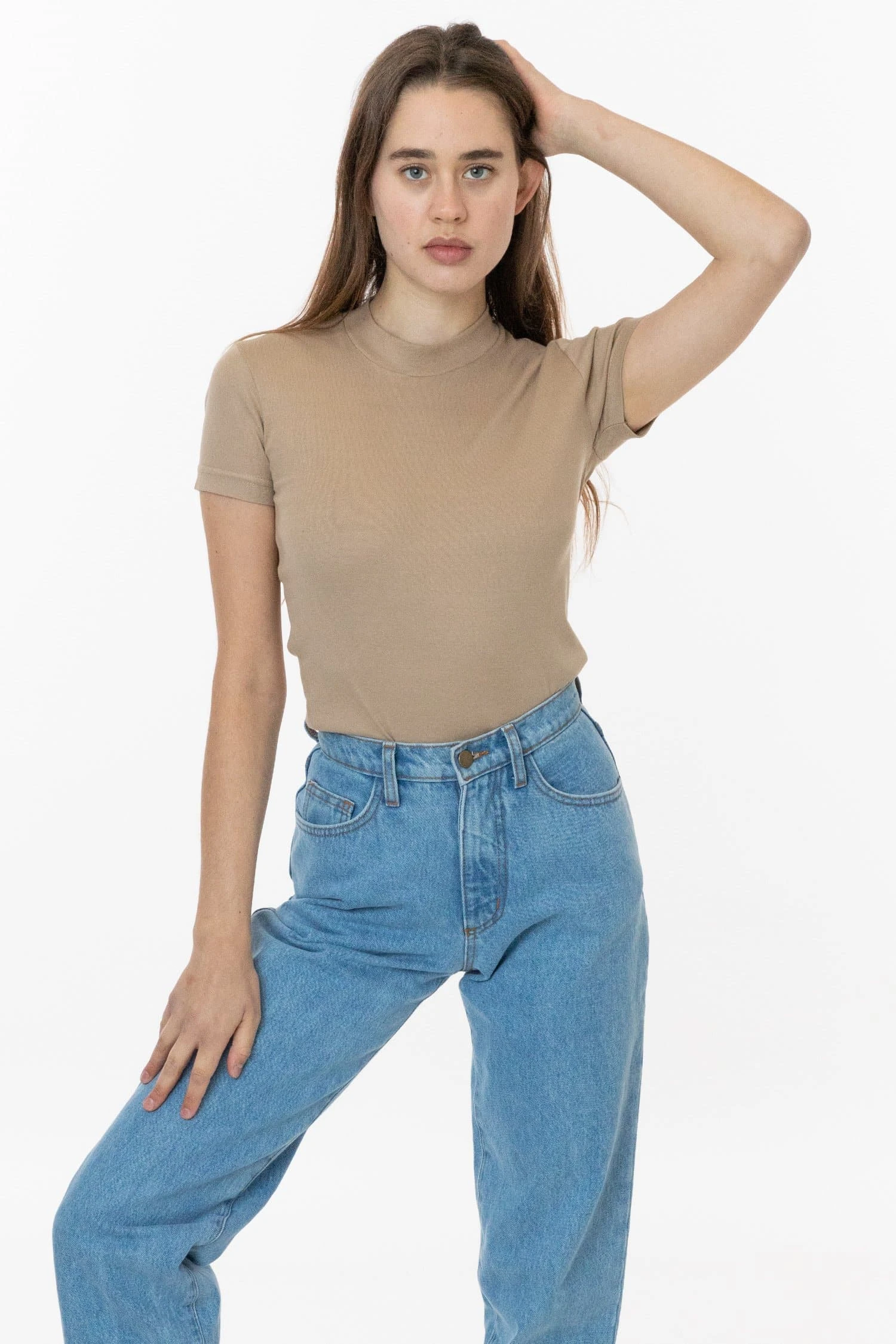 R4309 - Mockneck Cap Sleeve Baby Tee 10 R4309 - Mockneck Cap Sleeve Baby Tee - Image 10