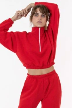 F396 - Flex Fleece Half Zip Cropped Pullover -Builtd Store red1 d9002f61 610a 4848 ad4d ec2274f3d830
