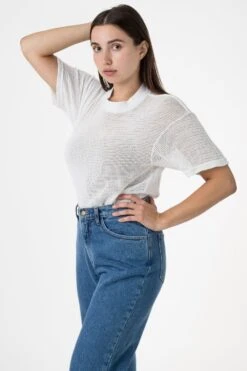 RIN401GD - Cotton Mock Neck Fishnet Garment Dye T-Shirt -Builtd Store rin401 3 58daabee f1d6 4c61 9036 8c1f1dd2a94c