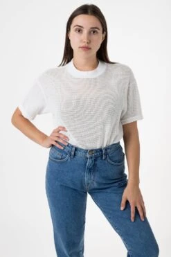 RIN401GD - Cotton Mock Neck Fishnet Garment Dye T-Shirt -Builtd Store rin401 5 1f486840 7982 4bfd 8436 ec1f47db1345