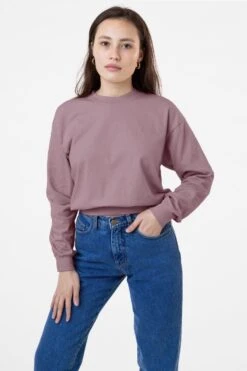 1804GD - Long Sleeve Garment Dye Cropped Mockneck -Builtd Store rurika mauveshift