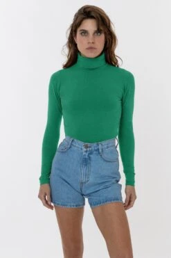 8306GD - Cotton Spandex Garment Dye Turtleneck -Builtd Store sarah emerald