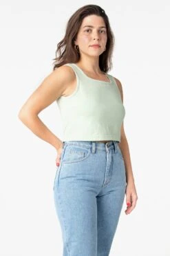 1822GD - Garment Dye Crop Tank -Builtd Store seafoam1