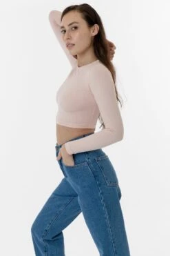 83079GD - Garment Dye Long Sleeve Crop Top -Builtd Store seashell1 F