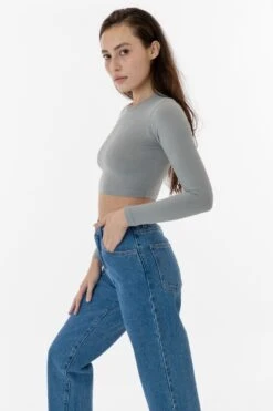 83079GD - Garment Dye Long Sleeve Crop Top -Builtd Store silvermist1 F