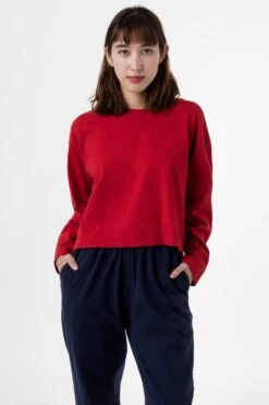 1839GD - Long Sleeve Garment Dye Cropped T-Shirt -Builtd Store sofiatop red