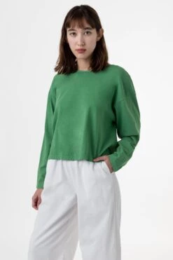 1839GD - Long Sleeve Garment Dye Cropped T-Shirt -Builtd Store sofiatopvintagegreen