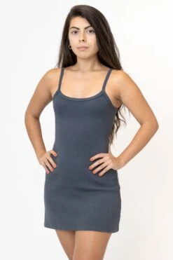 RHR318GD - Heavy Rib Spaghetti Mini Dress 29 RHR318GD - Heavy Rib Spaghetti Mini Dress -Builtd Store thalia asphalt
