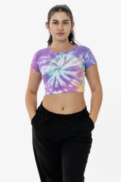 43035TD - Tie Dye Cap Sleeve Baby Rib Crop Top -Builtd Store tiedye 3 edieF