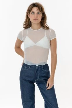 RNS305 - Micro Mesh Slinky Baby Tee -Builtd Store top white 1 F