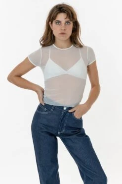 RNS305 - Micro Mesh Slinky Baby Tee -Builtd Store top white 2 F