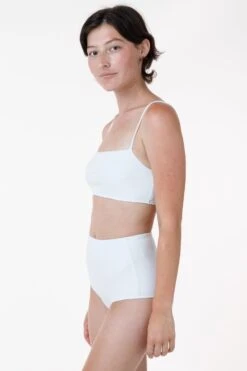 RRS075 - The Ribbed Minimalist Crop Swim Top -Builtd Store white alex 2