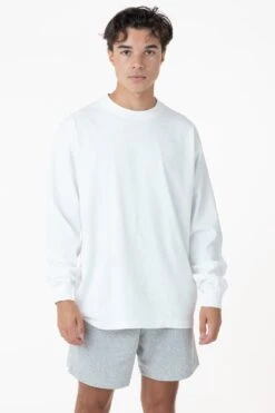 1807GD Mix - 6.5oz Long Sleeve Garment Dye Crew Neck T-Shirt -Builtd Store white denny6 1b35fdba 4e28 4521 be1c ee90428a7d9a