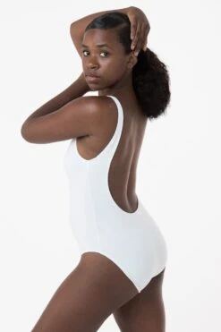 B111CF - Tank Scoop Back Bodysuit -Builtd Store white linda3x