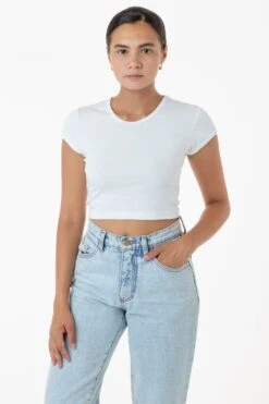 43035 - Cap Sleeve Baby Rib Crop Top -Builtd Store white stephanie13
