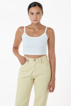 43016 - Baby Rib Spaghetti Crop Tank -Builtd Store white stephanie3