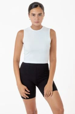 4365 - Baby Rib Sleeveless Crew Neck -Builtd Store white stephanie9