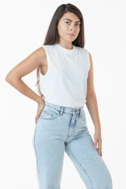 2865GD - Women's Garment Dye Muscle Tank -Builtd Store white thalia