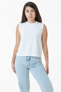 2865GD - Women's Garment Dye Muscle Tank -Builtd Store white thalia2